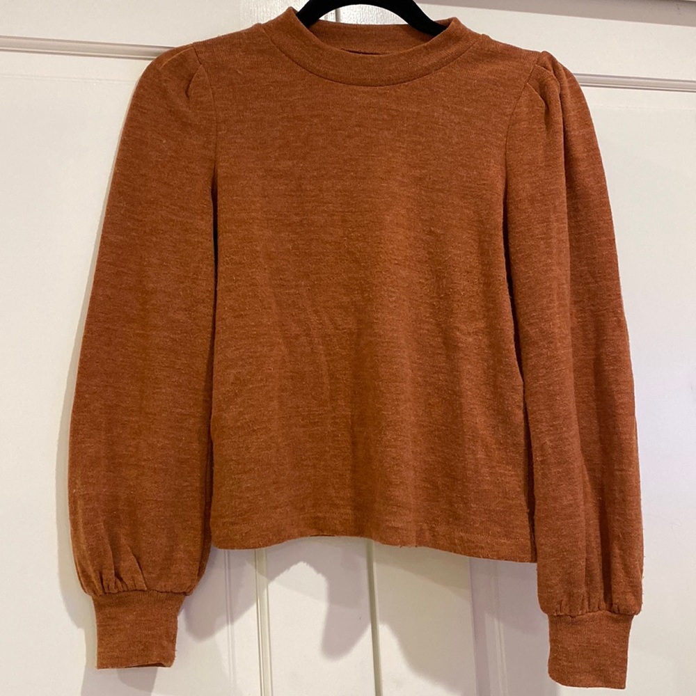 XXS Rust Orange Madewell Sweater with Puff Sleeves
